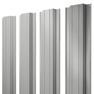 Штакетник Прямоугольный с прямым резом 0,45 PE RAL 9006 бело-алюминиевый