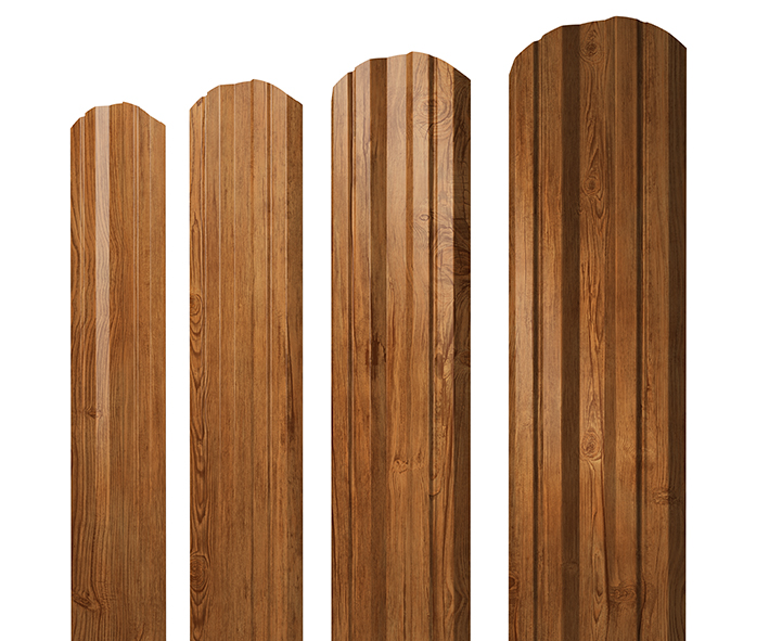 Штакетник Twin фигурный 0,45 Print Elite Golden Wood TwinColor