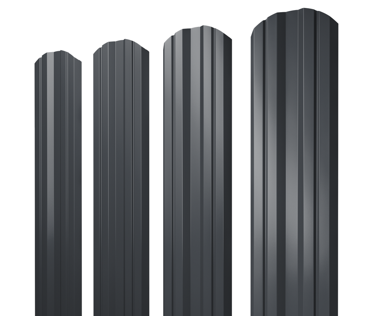 Штакетник Twin фигурный 0,5 Satin Matt RAL 7024 мокрый асфальт