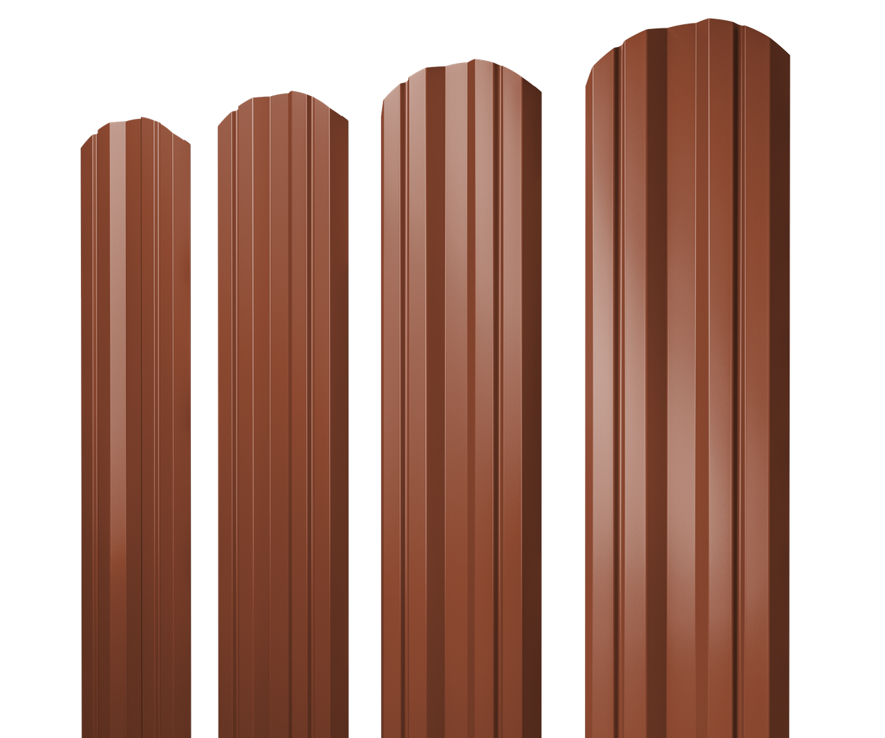 Штакетник Twin фигурный 0,5 Satin Matt RAL 8004 терракота