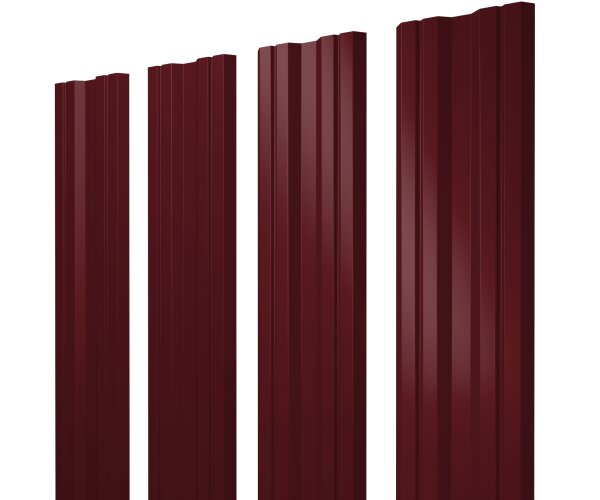 Штакетник Twin с прямым резом 0,45 Drap RAL 3005 красное вино