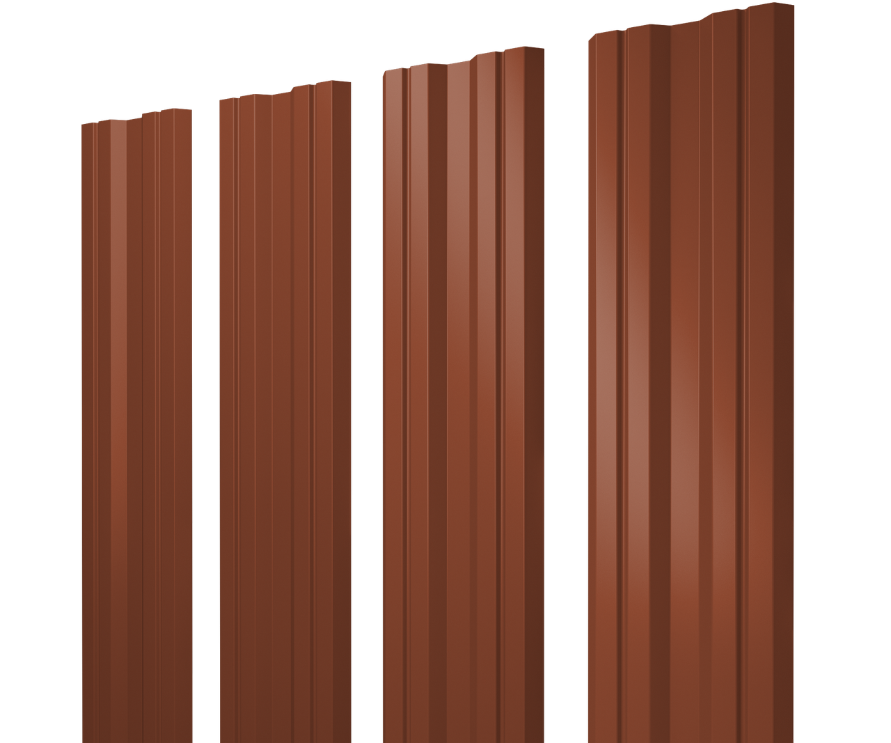 Штакетник Twin с прямым резом 0,5 Satin RAL 8004 терракота