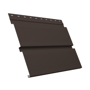 Софит металлический Квадро Брус с перфорацией 0,45 Drap TX с пленкой RR 32 темно-коричневый