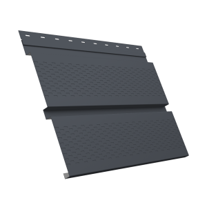 Софит металлический Квадро Брус с перфорацией 0,5 Satin Matt TX с пленкой RAL 7024 мокрый асфальт