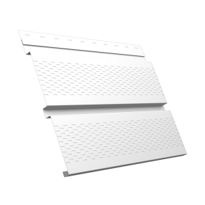 Софит металлический Квадро Брус с перфорацией 0,5 Satin с пленкой RAL 9003 сигнальный белый