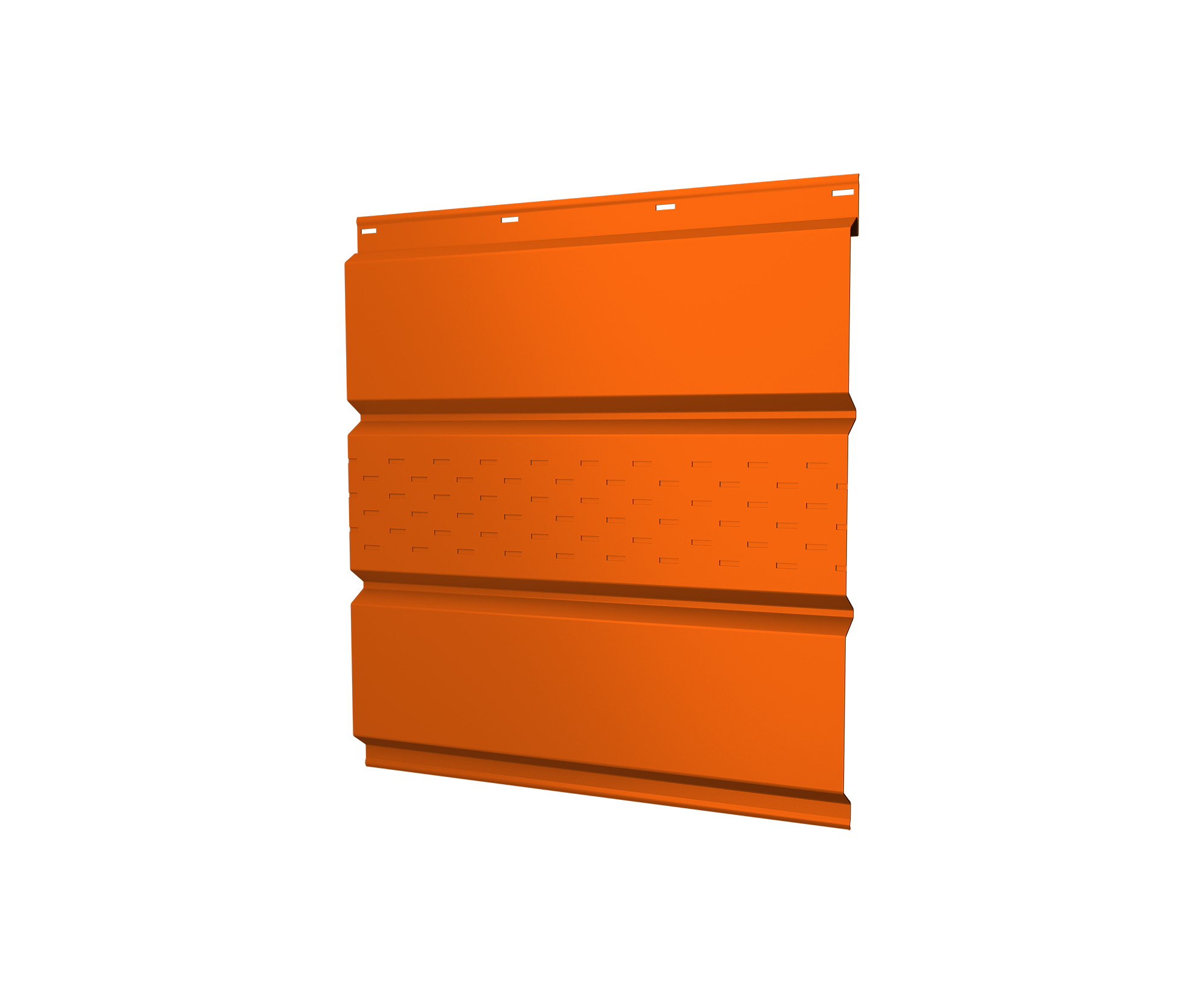 Софит металлический центральная перфорация 0,45 PE с пленкой RAL 2004 оранжевый