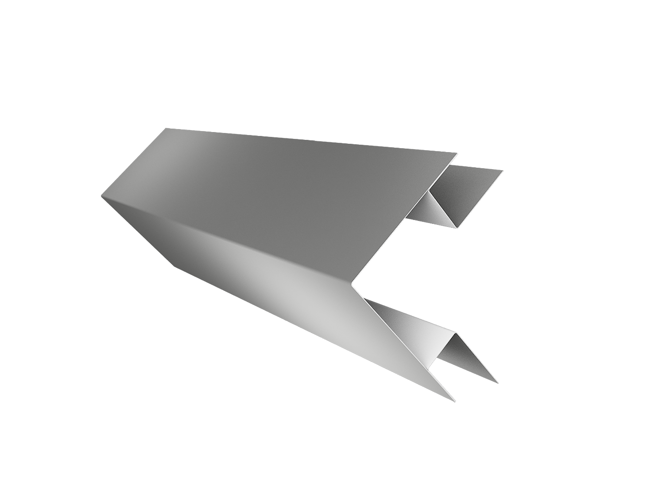 Угол внешний сложный 75х75 0,5 Satin с пленкой RAL 9006 бело-алюминиевый (2м)