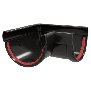 Угол желоба 90 град.Дизайн 135 ПВХ GL черный (RAL 9005)