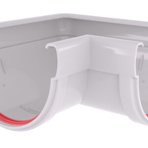 Угол желоба 90 град.Дизайн 135 ПВХ Grand Line белый (RAL 9003)